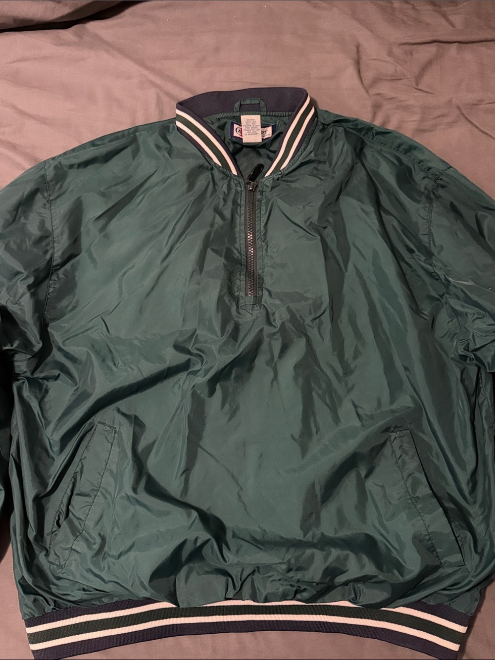 Vintage Men's Turquoise Pullover Quarter Zip Windbreaker